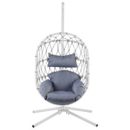 Beliani Hanging Chair With Stand Adria Metal White - thumbnail 5