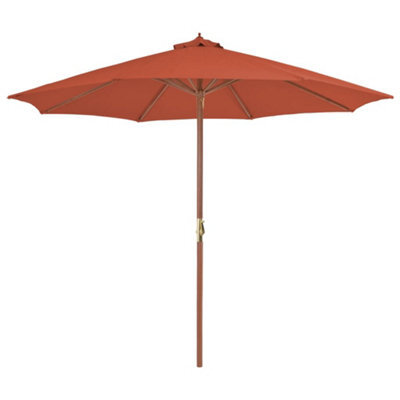 Berkfield Outdoor Parasol With Wooden Pole 300 Cm Terracotta - image 1