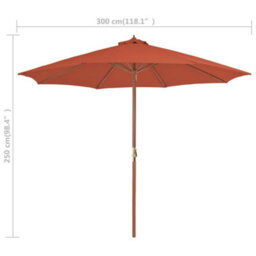 Berkfield Outdoor Parasol With Wooden Pole 300 Cm Terracotta - thumbnail 7