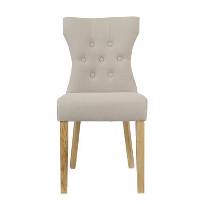 LPD Naples Beige Linen Dining Chairs Classic Elegance With Oak Finish (Set Of 2)