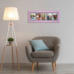 AK Frames 26X8 Pastel Pink Sleek Multi Photo Frame With Mid Grey Mount - Holds 5 Apertures (5X) 6X4 Photos - thumbnail 3