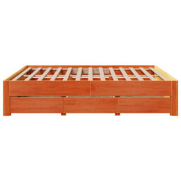 Berkfield Bed Frame Without Mattress With Drawers Wax Brown 180X200 Cm Super King Solid Wood Pine - thumbnail 6