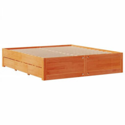 Berkfield Bed Frame Without Mattress With Drawers Wax Brown 180X200 Cm Super King Solid Wood Pine - thumbnail 3