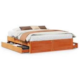 Berkfield Bed Frame Without Mattress With Drawers Wax Brown 180X200 Cm Super King Solid Wood Pine - thumbnail 2