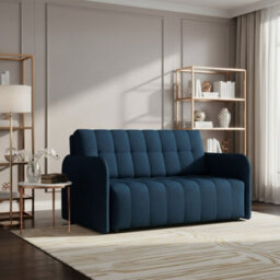 Viva Grand Iii Upholstered Sofa Bed With Sleeping Function Storage Compartment Wooden Legs Living Room 145Cm Blue - thumbnail 1