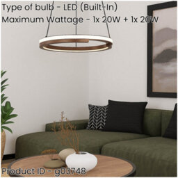Loops Stylish Modern Design Bronze And Black Led Indoor Pendant Ceiling Light - thumbnail 2