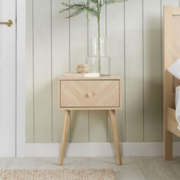 1 Drawer Oak Brown Wooden Bedside Birlea Herringford