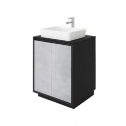 Plum&clay Declan Black & Concrete Floor Standing Vanity Unit With Black Countertop Set (W)750mm (H)850mm - thumbnail 2