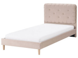 Wyld And Coco 3Ft Beige Velvet Upholstered Bed With Tufted Headboard, Single - W98 X L209 X H92Cm - thumbnail 3