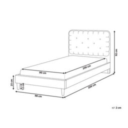 Wyld And Coco 3Ft Beige Velvet Upholstered Bed With Tufted Headboard, Single - W98 X L209 X H92Cm - thumbnail 5