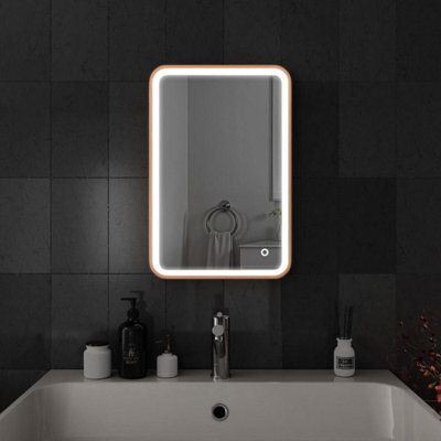Harper & Harlow 400X600 Vela Brushed Copper Led Illuminated Bathroom Mirror