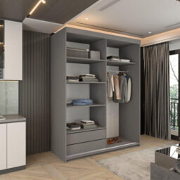 Sliding Wardrobes 4 u LTD Modern Monali Sliding Door Wardrobe Available In 2 Sizes 150Cm/200Cm & 3 Colors - Grey/silvertrim 150Cm - thumbnail 3