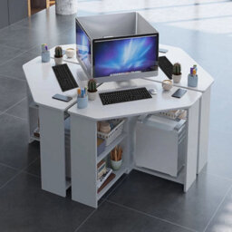Computer Desk Pc Laptop Table Corner Home Office Study Gaming White - thumbnail 4