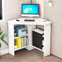 Computer Desk Pc Laptop Table Corner Home Office Study Gaming White - thumbnail 1