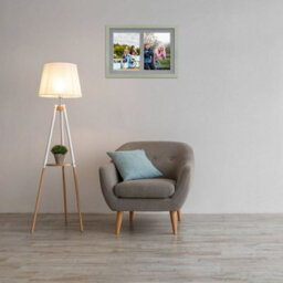 AK Frames 20X14 Green Modern Multi Photo Frame With Mid Grey Mount - Holds 2 Apertures (2X) A4 Photos - thumbnail 3