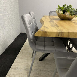 Kosy Koala Modern Dining Table Set With 6 Grey Velvet Chairs Kitchen Dining Room Furniture - thumbnail 3