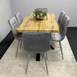 Kosy Koala Modern Dining Table Set With 6 Grey Velvet Chairs Kitchen Dining Room Furniture - thumbnail 9