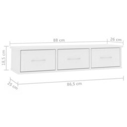 Berkfield Wall-Mounted Drawer Shelf White 88X26X18.5 Cm Engineered Wood - thumbnail 7