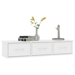 Berkfield Wall-Mounted Drawer Shelf White 88X26X18.5 Cm Engineered Wood - thumbnail 3