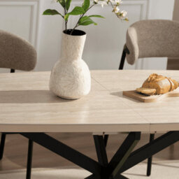 Home Source Axal 180-200Cm Extending Light Oak Effect Dining Table With Black Crossed Metal Legs - thumbnail 4