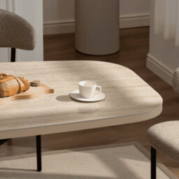 Home Source Axal 180-200Cm Extending Light Oak Effect Dining Table With Black Crossed Metal Legs - thumbnail 3