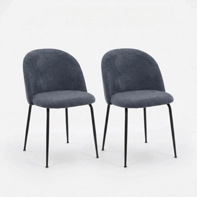 2X Steel Blue Dining Chairs Sand Blasted Metal Frame Uk Padded Seat - image 1
