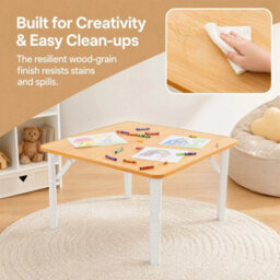 Natural Wood Finish Compact Folding Table For Home & Office - thumbnail 3