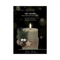 Kaemingk Led Wick Candle Wax Leafs Decoration Steady Light Indoor Decoration - D.7.5Cm H.13Cm - thumbnail 3