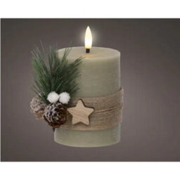 Kaemingk Led Wick Candle Wax Leafs Decoration Steady Light Indoor Decoration - D.7.5Cm H.13Cm - thumbnail 1