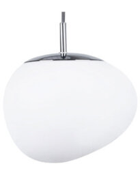 Wyld And Coco 1-Light Pendant White Irregular Glass Shade With Polished Silver Top, Modern Ambient Ceiling Light - thumbnail 3
