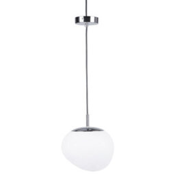 Wyld And Coco 1-Light Pendant White Irregular Glass Shade With Polished Silver Top, Modern Ambient Ceiling Light - thumbnail 5