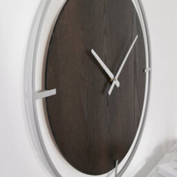 Native Home & Lifestyle Minimalist Wood & Silver Wall Clock - thumbnail 2