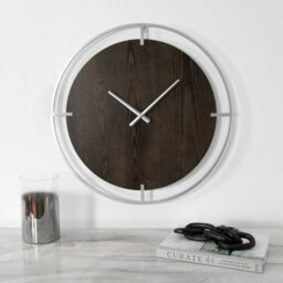 Native Home & Lifestyle Minimalist Wood & Silver Wall Clock