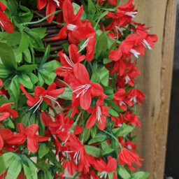 Best Artificial 90Cm Trailing Lily Hanging Basket With 480 Red Flowers In Rattan Wicker Basket For Indoor Or Garden Use - thumbnail 4