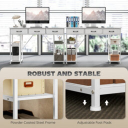 Wyld Haus Riba 120Cm White Home Office Desk With Power Sockets, 3 Fabric Drawers And Storage Shelves - thumbnail 8