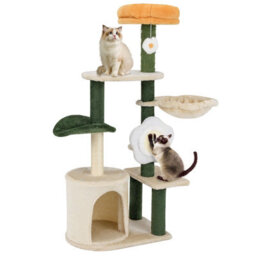 Costway 114Cm Tall Cat Tree Cute Flower Pet Activity Center Furniture-Green - thumbnail 9