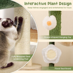 Costway 114Cm Tall Cat Tree Cute Flower Pet Activity Center Furniture-Green - thumbnail 7