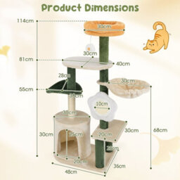 Costway 114Cm Tall Cat Tree Cute Flower Pet Activity Center Furniture-Green - thumbnail 2