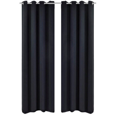 Walplus 2 Pcs Black Blackout Curtains With Metal Rings 135 X 245 Cm - image 1