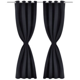 Walplus 2 Pcs Black Blackout Curtains With Metal Rings 135 X 245 Cm - thumbnail 2