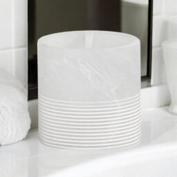 Showerdrape Bianco Frost Onyx White Striped 5 Piece Bathroom Accessory Set - thumbnail 3