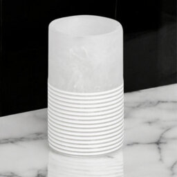 Showerdrape Bianco Frost Onyx White Striped 5 Piece Bathroom Accessory Set - thumbnail 6
