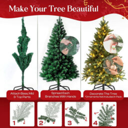 Klass Home Collection 4Ft Christmas Tree 400 Tips Lush Xmas Tree, Premium Pvc Realistic Artificial Christmas Tree With Metal Stand - thumbnail 4