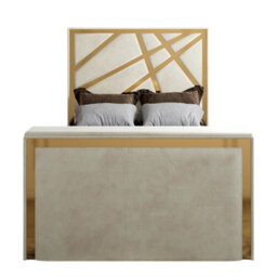 Morgan Upholstered Soft Velvet  Cream Tv Bed Frame - thumbnail 4