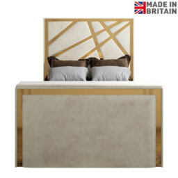 Morgan Upholstered Soft Velvet  Cream Tv Bed Frame - thumbnail 5