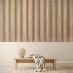 Wvh Acupanel Contemporary Natural Oak Slat Acoustic Wood Wall Panel, Premium, Black Felt Backing, 120Cm X 60Cm
