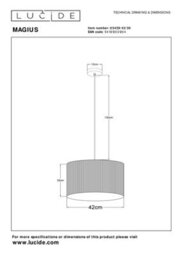 Lucide Magius Scandinavian Pendant Light 42Cm - 1Xe27 - Light Wood - thumbnail 7