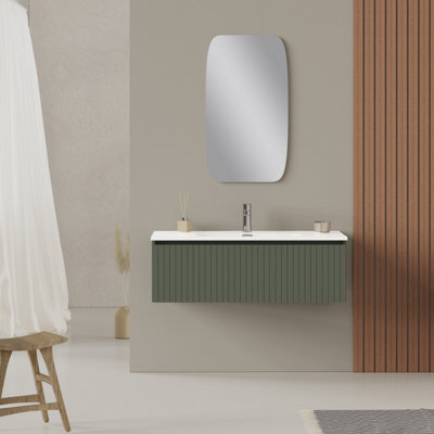Banyetti Linea Muscat Sage Ribbed Wall Hung Vanity Unit 1000mm X 390mm - image 1