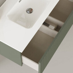 Banyetti Linea Muscat Sage Ribbed Wall Hung Vanity Unit 1000mm X 390mm - thumbnail 3