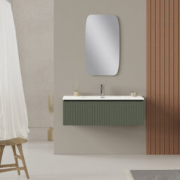 Banyetti Linea Muscat Sage Ribbed Wall Hung Vanity Unit 1000mm X 390mm - thumbnail 1